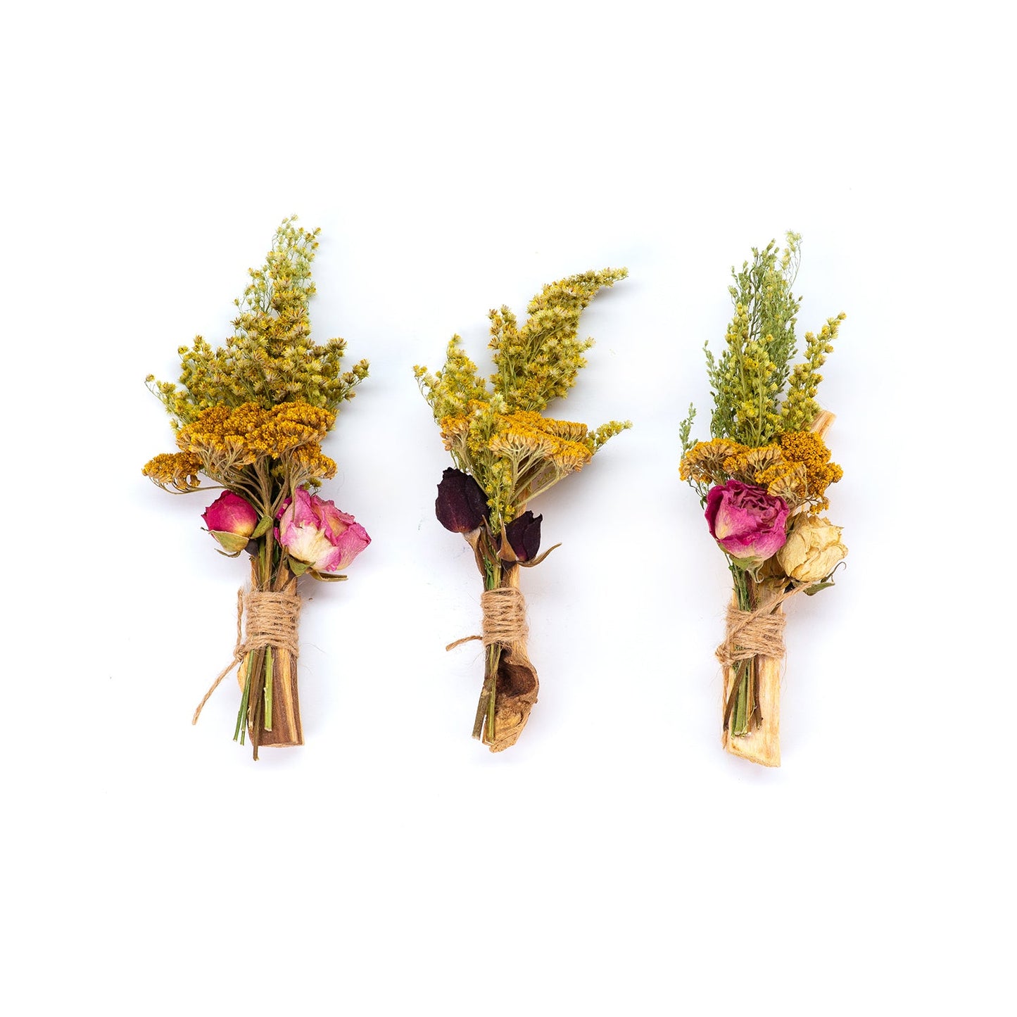 Palo Santo Flora Bundle: Yarrow, Goldenrod, and Roses