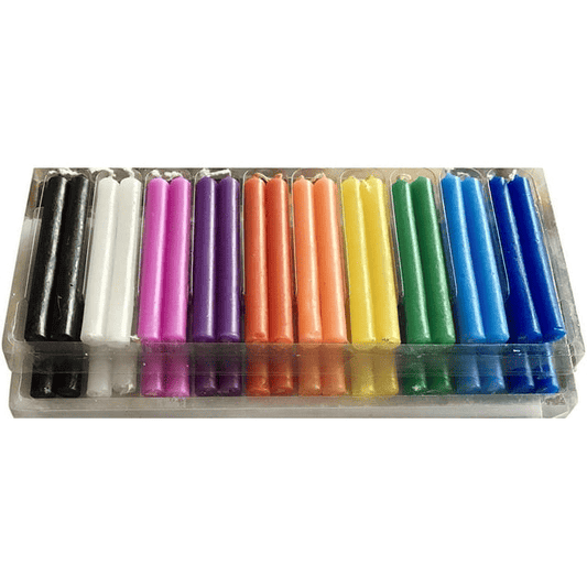 Taper Spell Candles 40 Pcs, Assorted Colors, Use for Casting Chimes, Spells, Rituals, Healing, Magical Work, and Wax Play